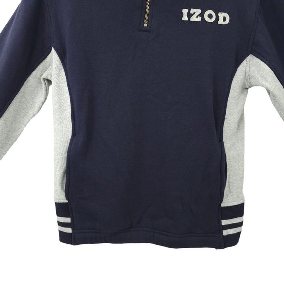 Izod Jeans Quarter Zip Pullover Sweatshirt Top Boys Size S/8 Navy Blue Gray NEW - Picture 10 of 16